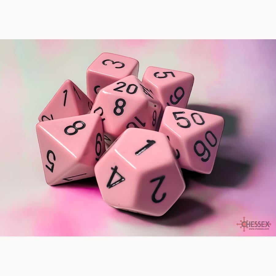 Polyhedral Dice Set - 7ct - Pastel  Pink w/ Black