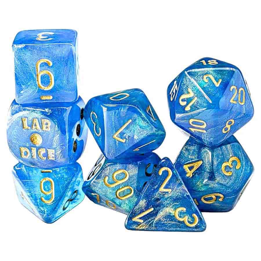 7CT LAB DICE (SERIES 10): SHIMMER AQUEOUS WITH GOLD