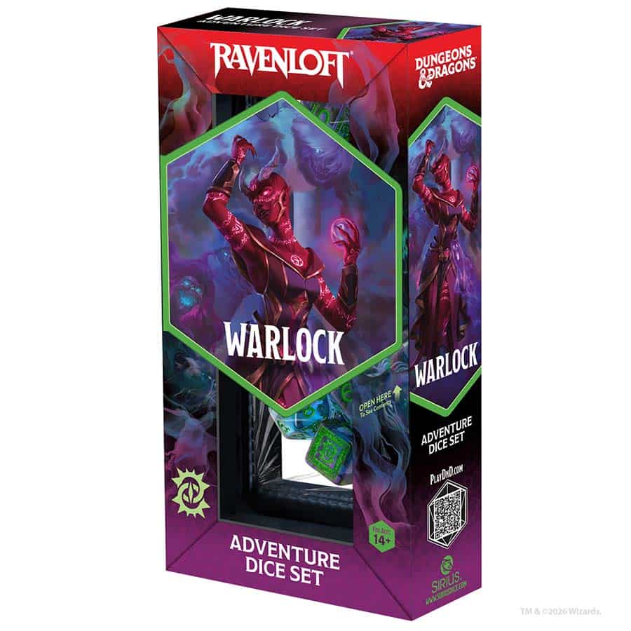 DUNGEONS AND DRAGONS: 14CT ADVENTURE DICE: WARLOCK PURPLE AND GREEN