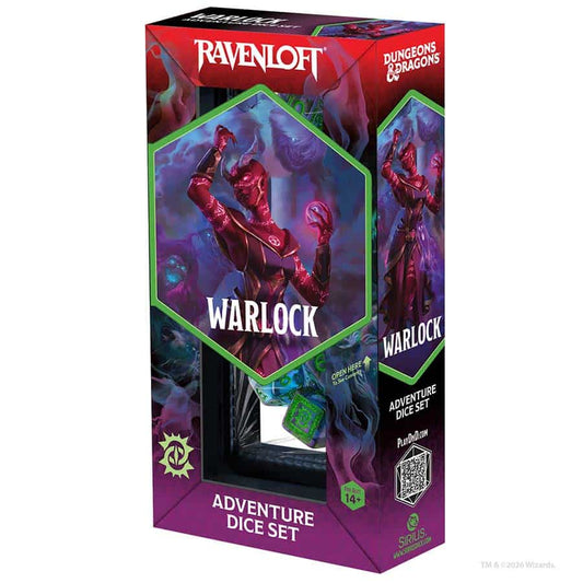 DUNGEONS AND DRAGONS: 14CT ADVENTURE DICE: WARLOCK PURPLE AND GREEN